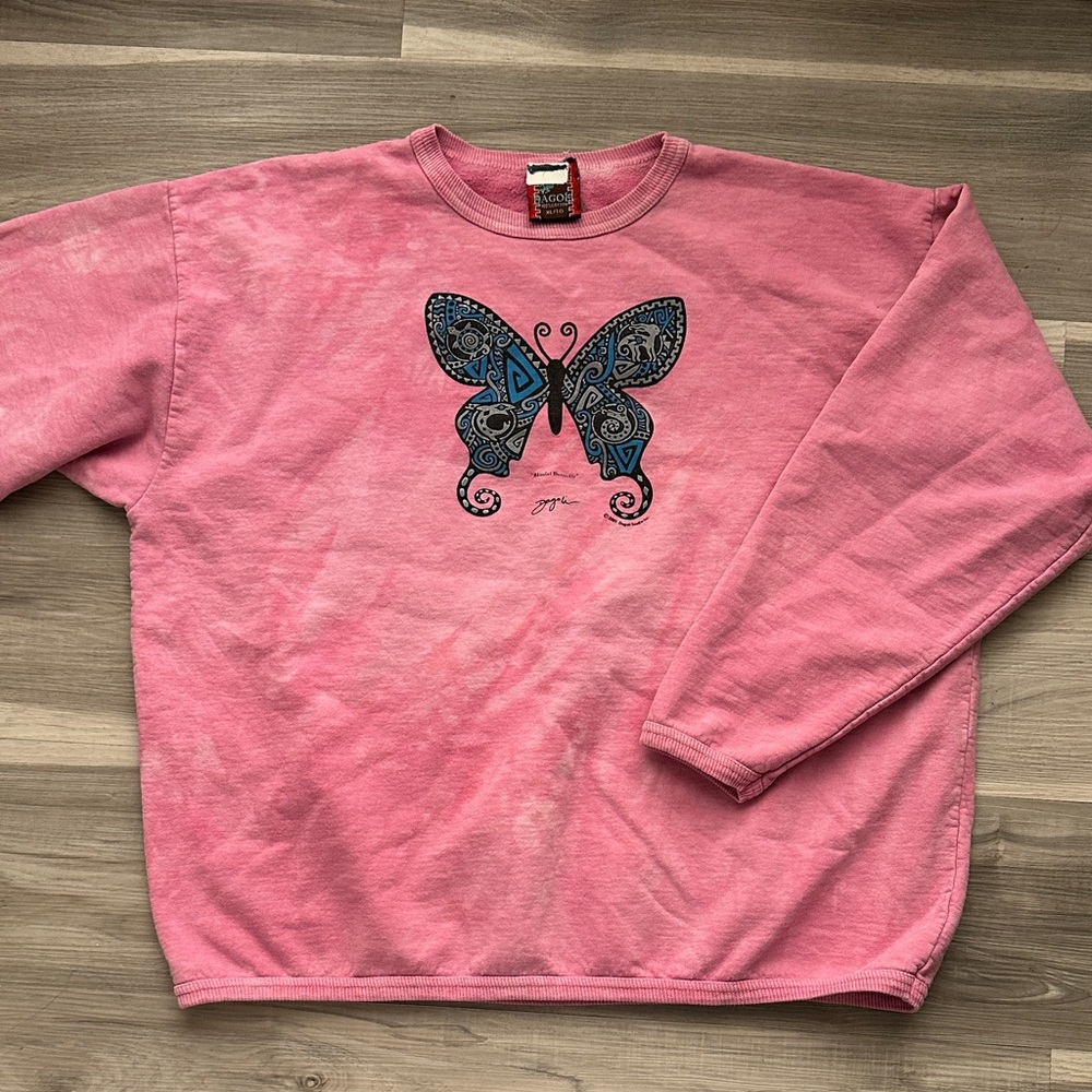 Vintage Dagoli Studio 2002 “Blissful Butterfly”Pink Crewneck